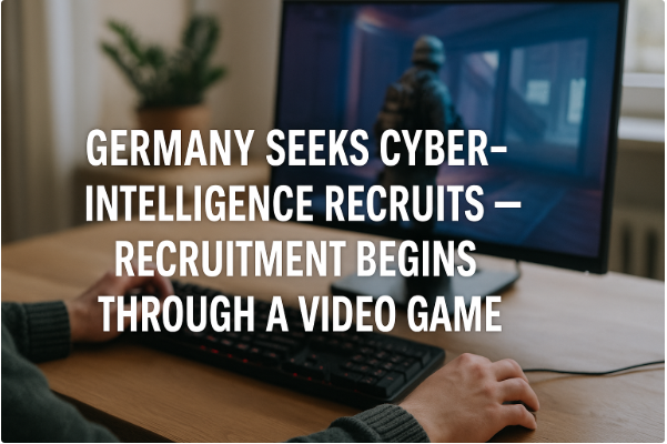 ألمانيا تسعى لتجنيد كوادر في الاستخبارات السيبرانية—بداية التجنيد عبر لعبة فيديو